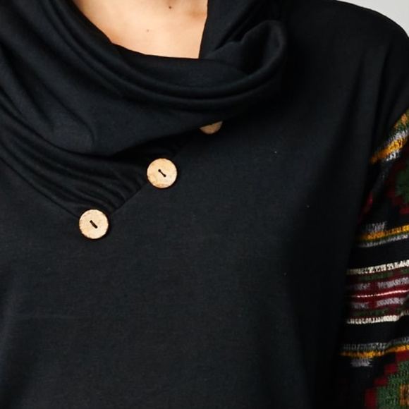 Tribal Print Cowl Neck Longsleeve Sweater - Picture 2 of 4